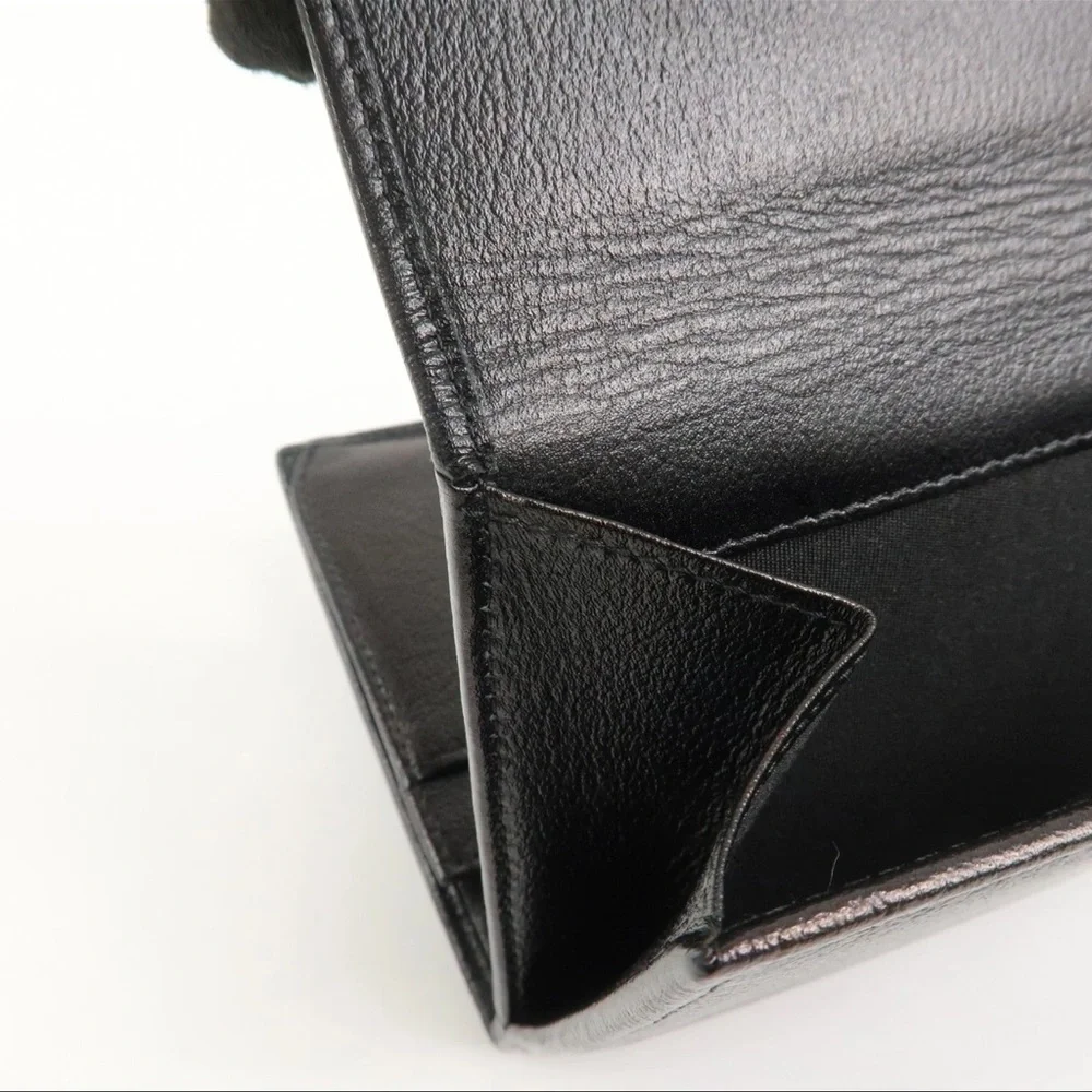 CHANEL Black Leather Camellia Wallet